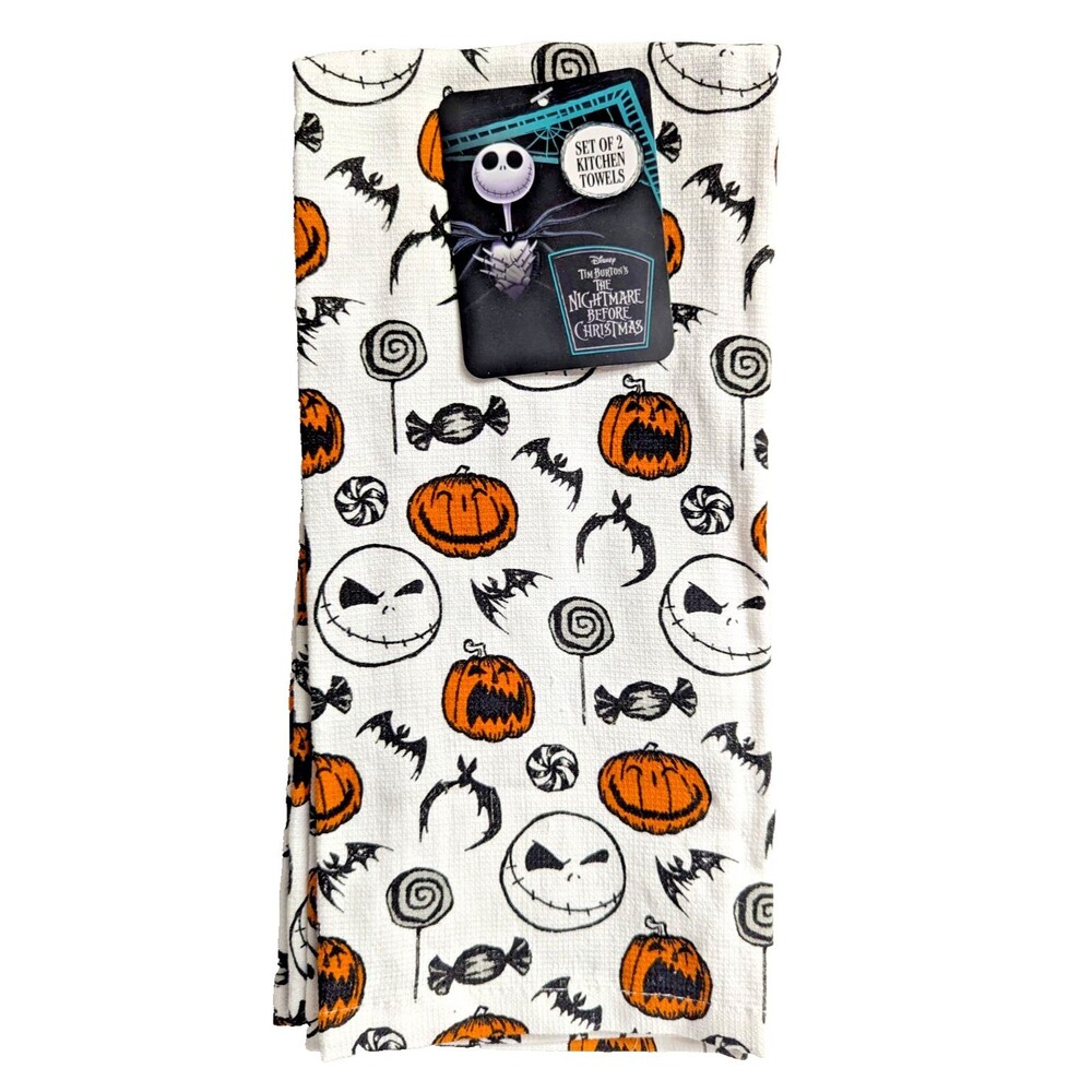 Nightmare Before Christmas Halloween Kitchen Towels Skellington 2pc Cotton NEW
